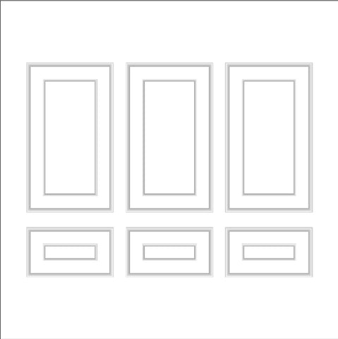 Accent Wall Molding Kit - Ready to Assemble, 3 Upper and 3 Bottom Nested Frames (P13B)