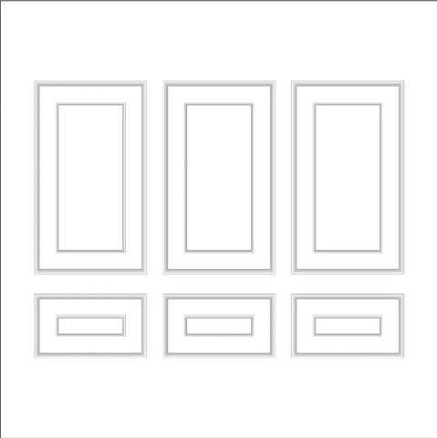 Accent Wall Molding Kit - Ready to Assemble, 3 Upper and 3 Bottom Nested Frames | Pre-Cut & Primed - Highest Quality Wall Moldings and Decor Products at Birdeco