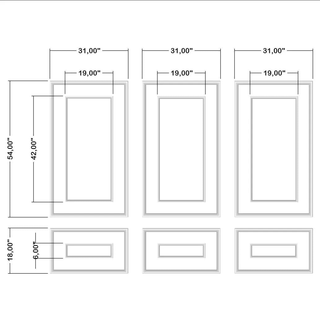 Accent Wall Molding Kit - Ready to Assemble, 3 Upper and 3 Bottom Nested Frames | Pre-Cut & Primed - Highest Quality Wall Moldings and Decor Products at Birdeco