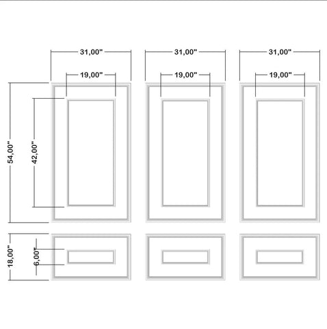 Accent Wall Molding Kit - Ready to Assemble, 3 Upper and 3 Bottom Nested Frames | Pre-Cut & Primed - Highest Quality Wall Moldings and Decor Products at Birdeco