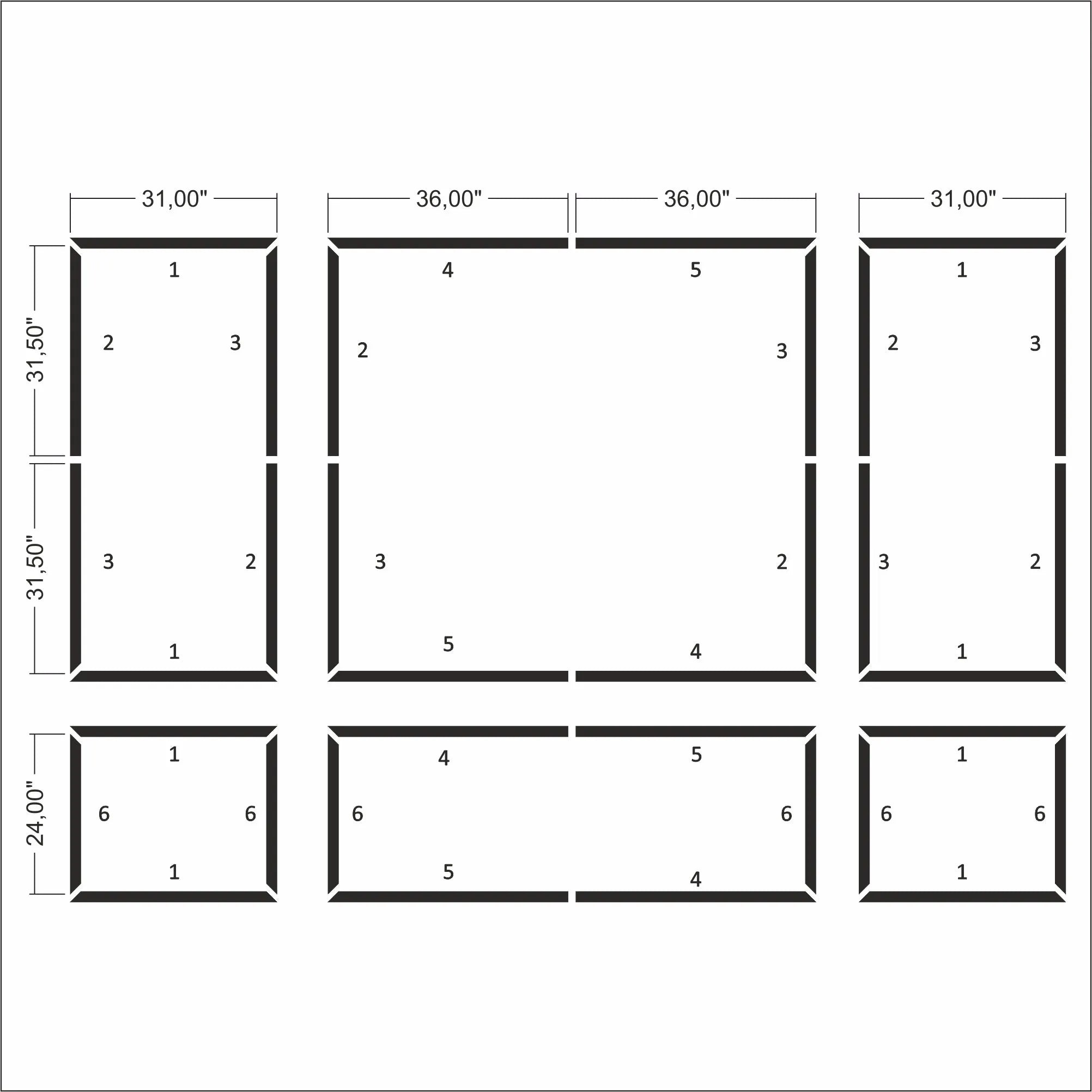 Ready to Assemble Wall Molding Kit - 3 Upper & 3 Bottom Frames | Easy Installation - Highest Quality Wall Moldings and Decor Products at Birdeco