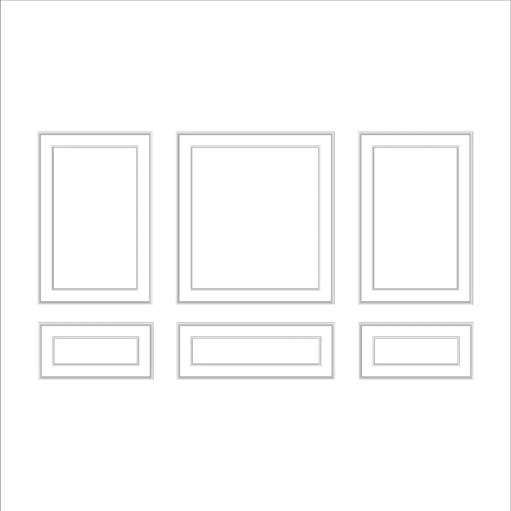 Pre-Cut Wall Molding Kit - 3 Upper Nested & 3 Bottom Nested Frames | Easy Installation - Highest Quality Wall Moldings and Decor Products at Birdeco