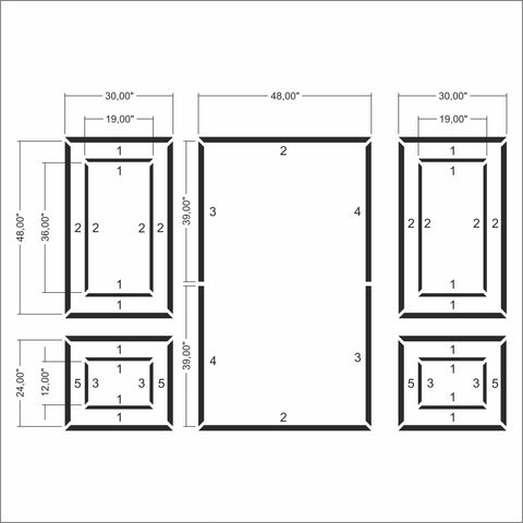 Ready to Assemble Wall Molding Package - 3 Upper and 2 Bottom Frames (P2)