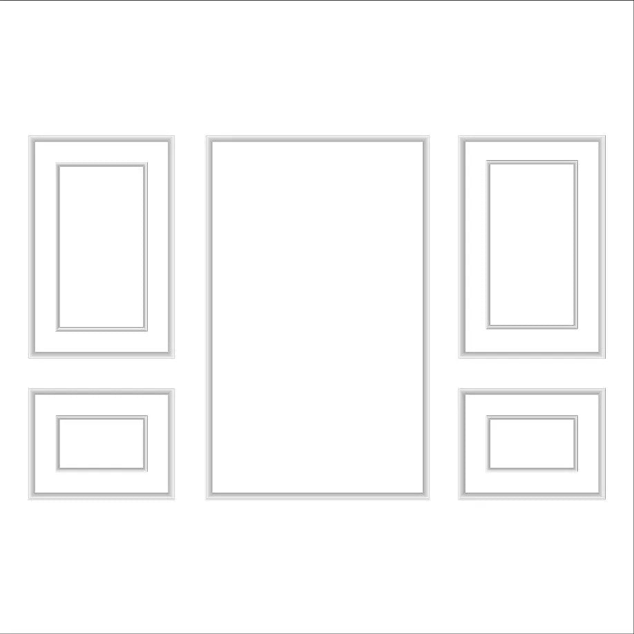 Ready to Assemble Wall Molding Package - 2 Upper, 1 Center & 2 Bottom Frames | Easy Installation - Highest Quality Wall Moldings and Decor Products at Birdeco