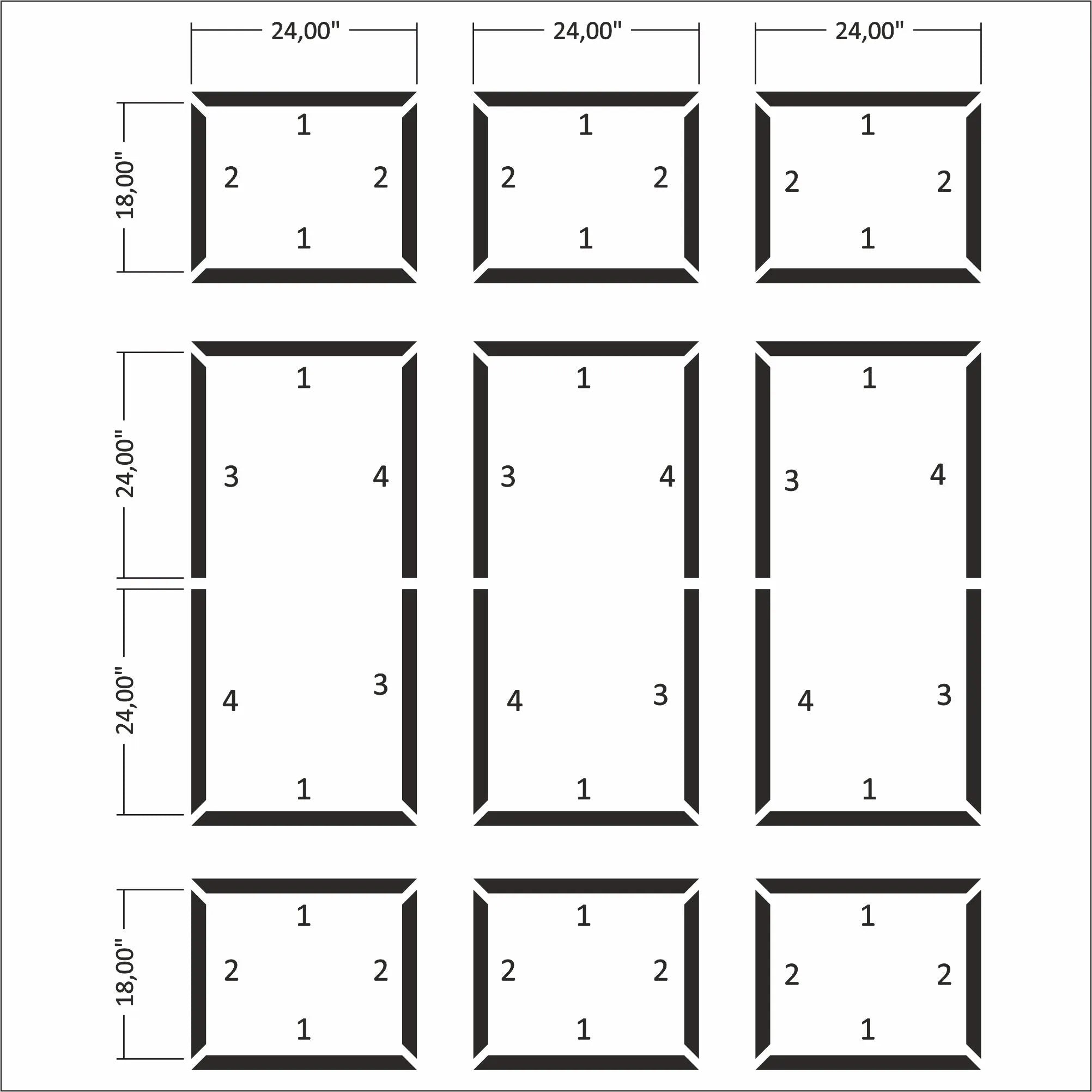 Ready to Assemble Wall Molding Kit - 3 Upper, 3 Middle, & 3 Bottom Frames | Easy Installation - Highest Quality Wall Moldings and Decor Products at Birdeco