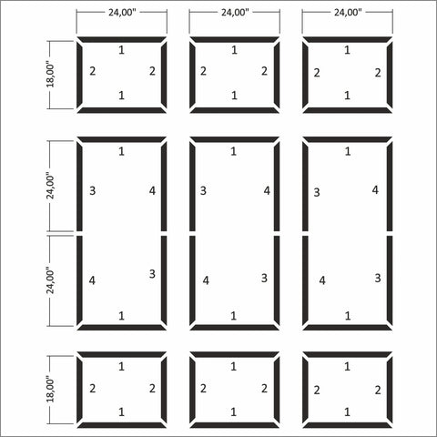 Ready to Assemble Wall Molding Kit - 3 Upper, 3 Middle, & 3 Bottom Frames | Easy Installation - Highest Quality Wall Moldings and Decor Products at Birdeco