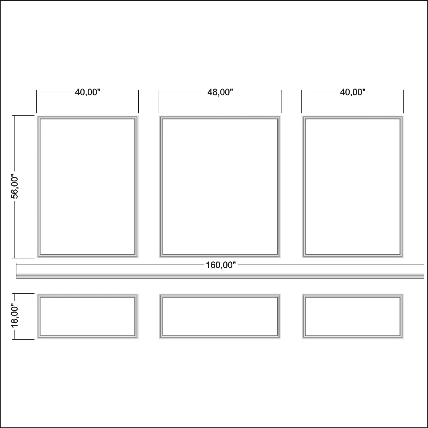 Wall Molding Kit - 2 Nested Side Frames & 1 Nested Middle Frame | Easy Installation - Highest Quality Wall Moldings and Decor Products at Birdeco