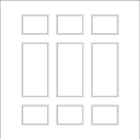 Kit per modanatura da parete stacca e incolla: 3 telai superiori, 3 centrali e 3 inferiori (P3P)