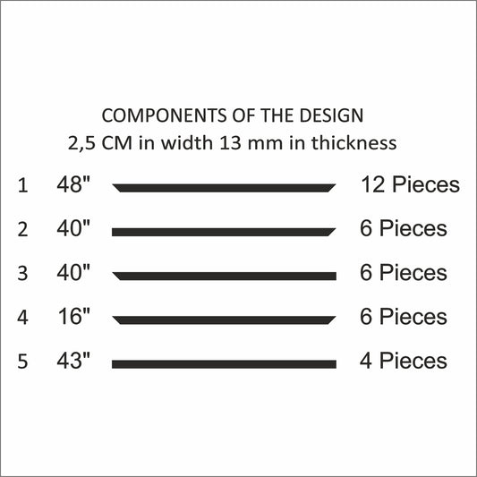 Wall Trim Kit - 3 Upper and 3 Bottom Frames with The Chair Rail