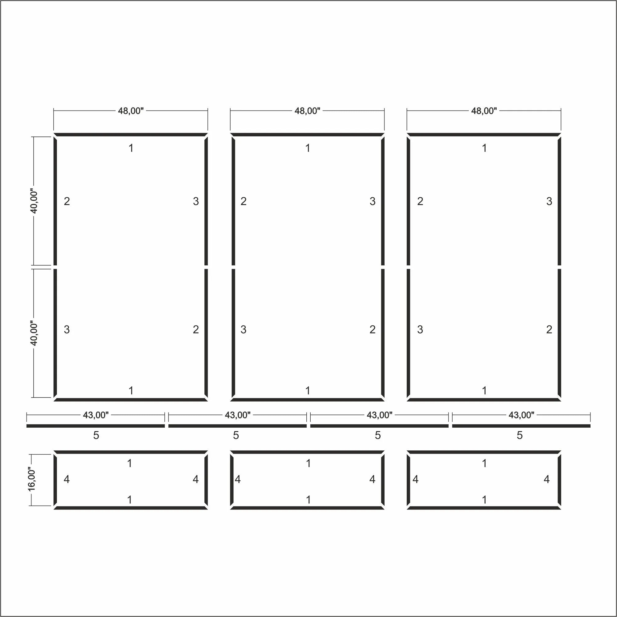 Wall Trim Kit - 3 Upper & 3 Bottom Frames with Chair Rail | Easy Installation - Highest Quality Wall Moldings and Decor Products at Birdeco