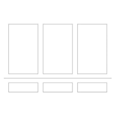 Peel and Stick Wall Trim Kit - 3 Upper and 3 Bottom Frames with Chair Rail | Easy Installation - Highest Quality Wall Moldings and Decor Products at Birdeco