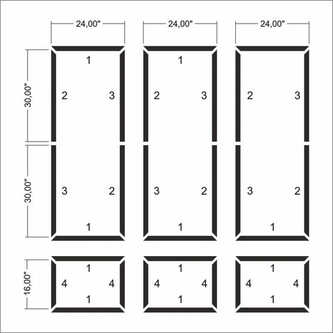 Wall Molding Package - 3 Upper & 3 Bottom Frames | Easy Installation - Highest Quality Wall Moldings and Decor Products at Birdeco