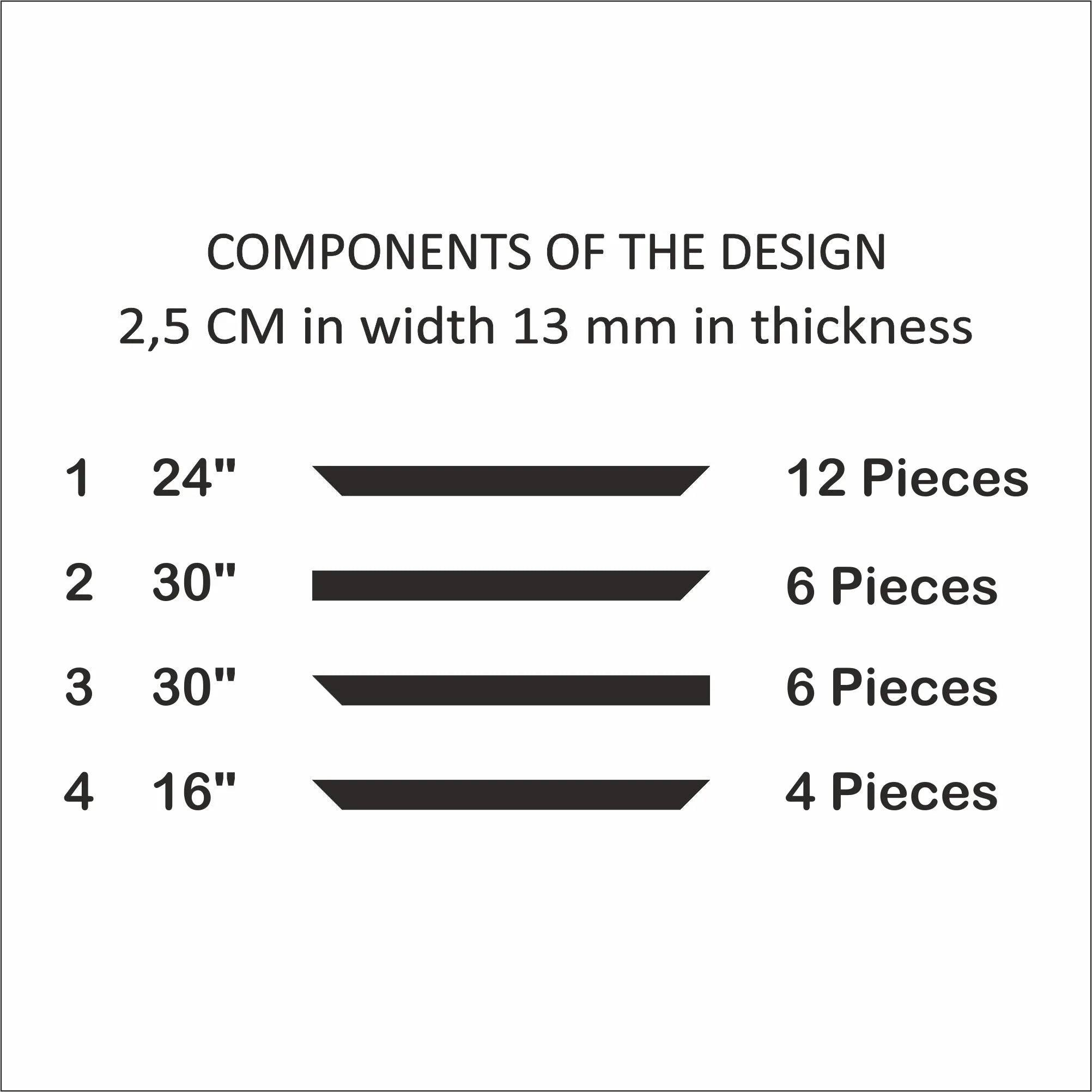 Wall Molding Package - 3 Upper & 3 Bottom Frames | Easy Installation - Highest Quality Wall Moldings and Decor Products at Birdeco