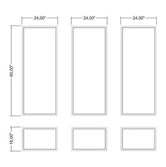 Wall Molding Package - 3 Upper & 3 Bottom Frames | Easy Installation - Highest Quality Wall Moldings and Decor Products at Birdeco