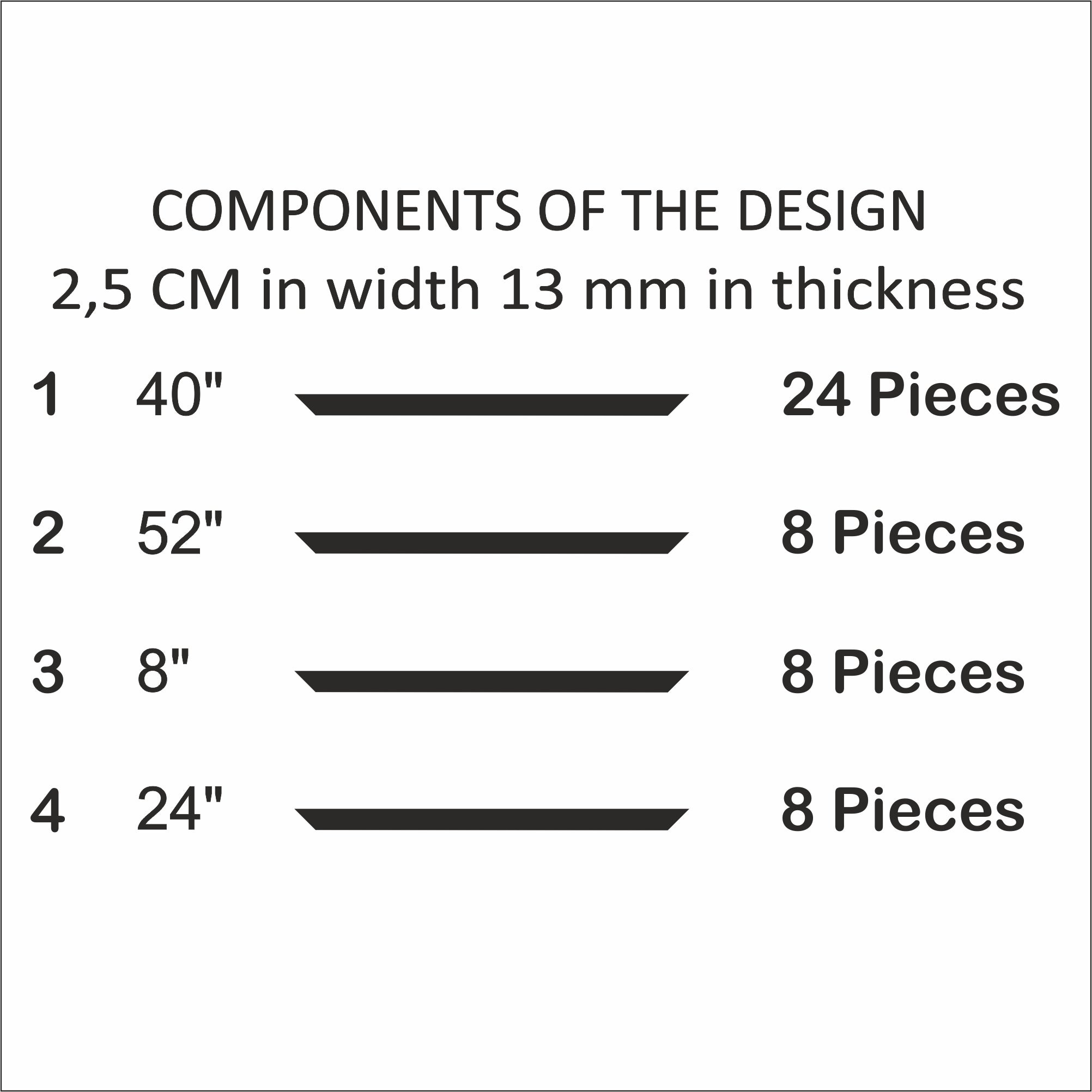 Wall Molding Kit - 4 Upper, 4 Middle, and 4 Bottom Frames (P8)