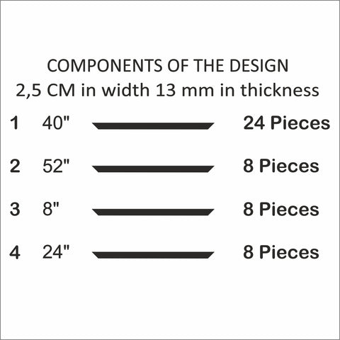 Kit di modanatura per parete stacca e incolla - 4 telai superiori, 4 centrali e 4 inferiori (P8P)