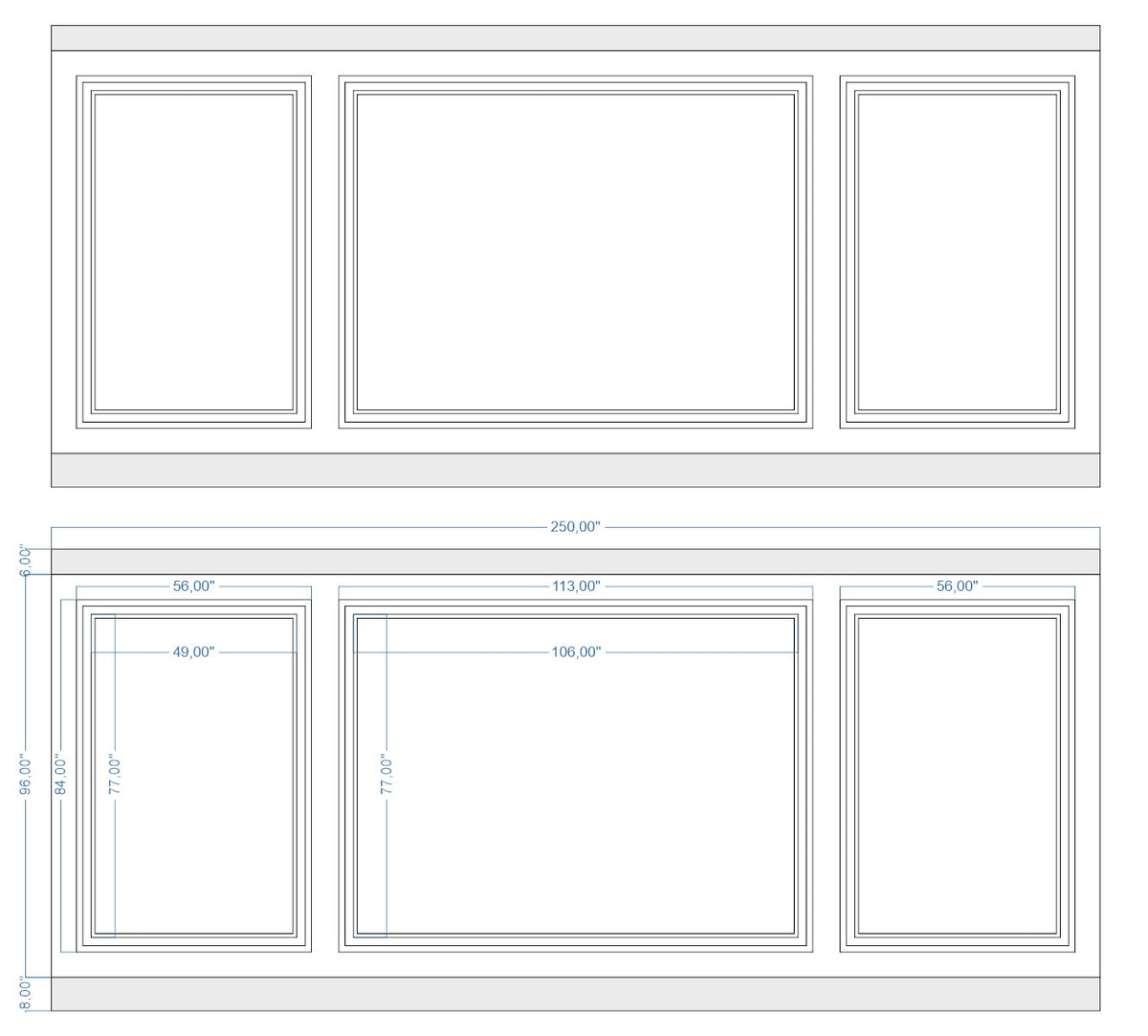Custom-made Birdeco wall molding design for Robert B., showcasing intricate wall molding details on a modern interior.