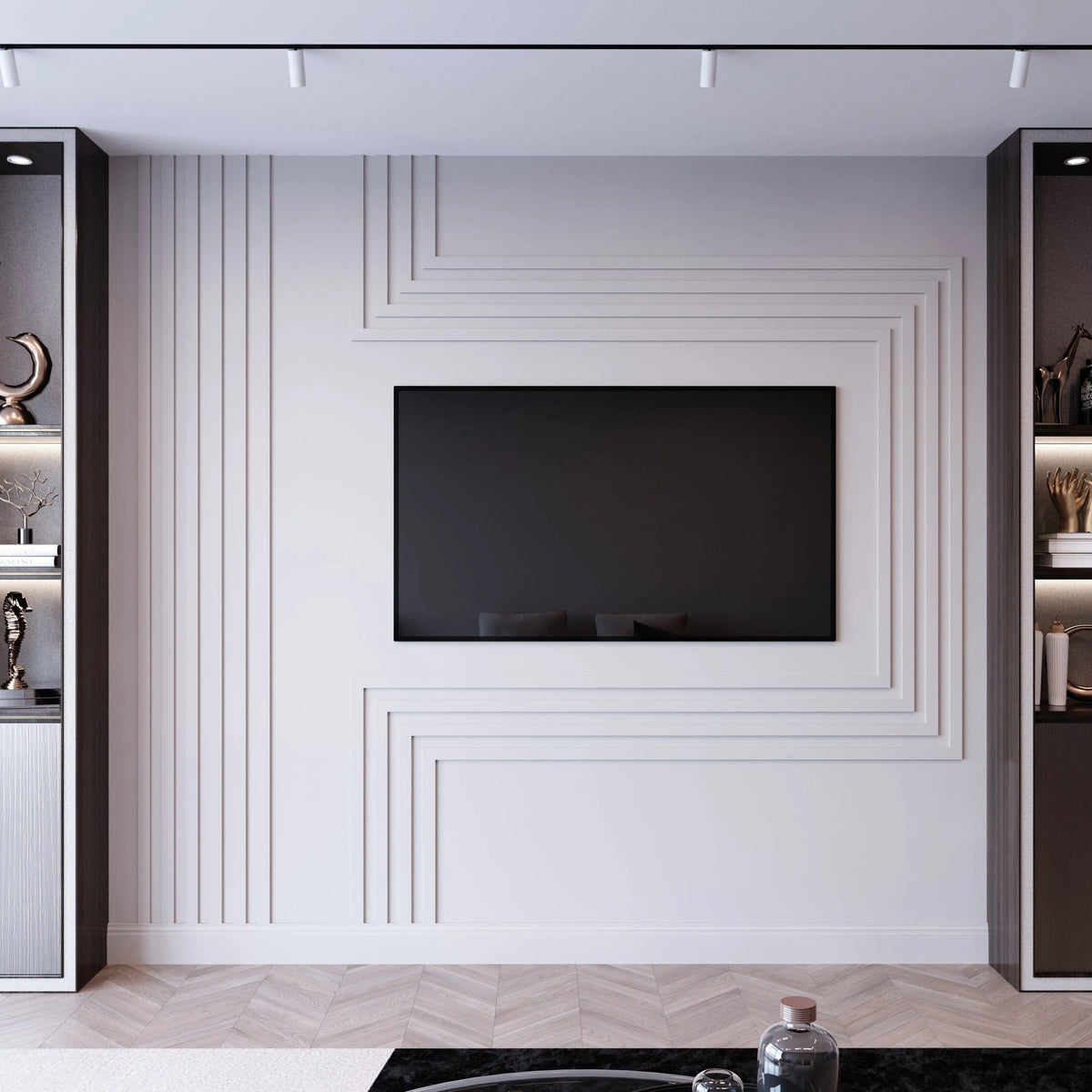 Flat Design Wall Molding TV Unit Desing - Ready to Assemble Wall ...