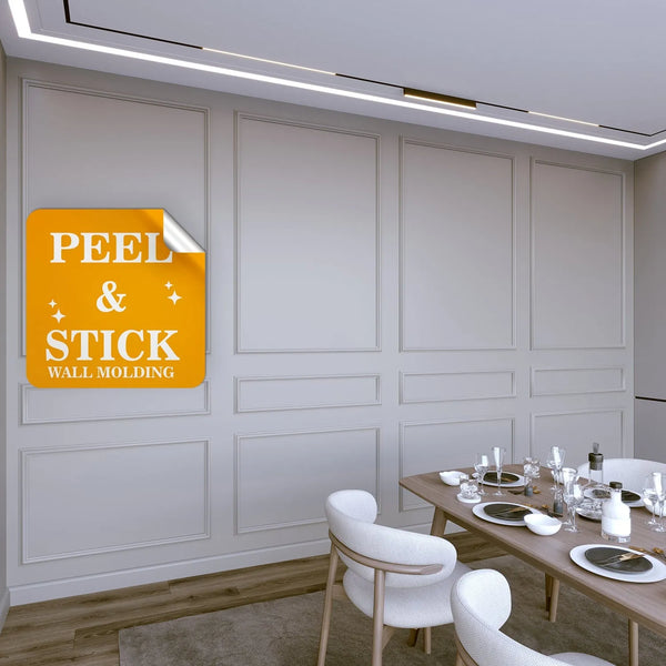 Peel and Stick Wall Molding Kit - 4 Upper, 4 Middle, and 4 Bottom ...